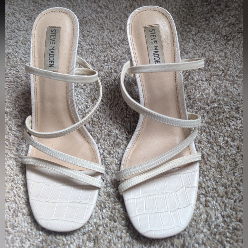 Steve Madden Ivory Croc-Embossed Heels